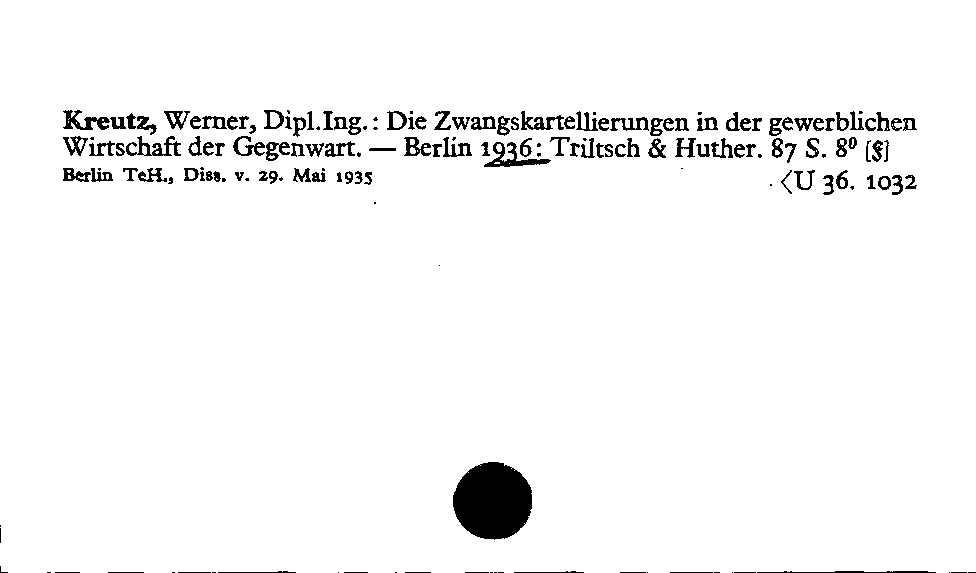 [Katalogkarte Dissertationenkatalog bis 1980]