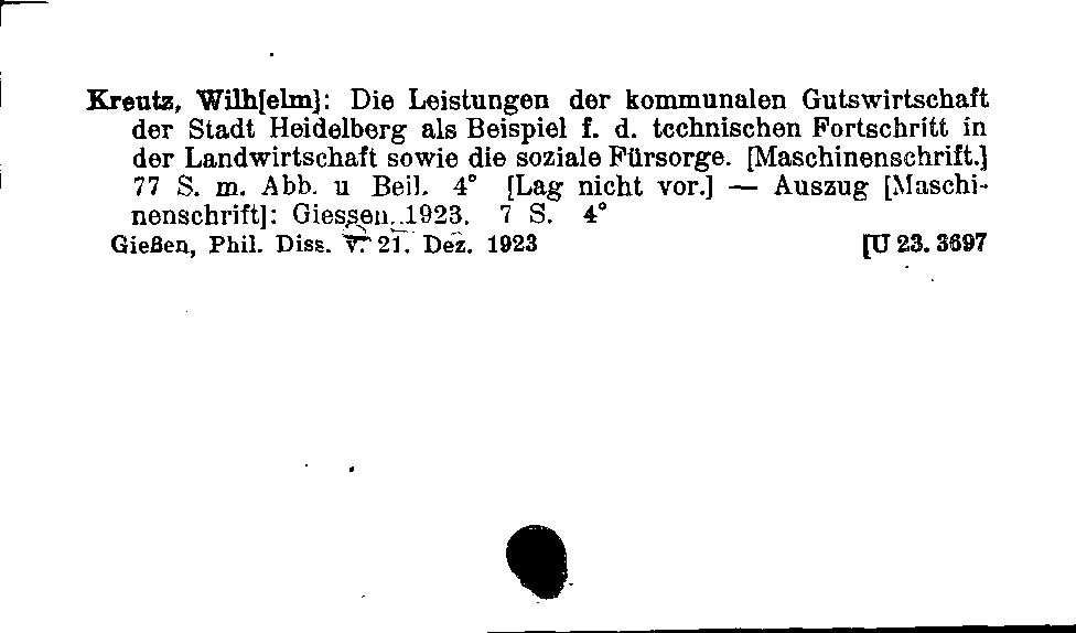 [Katalogkarte Dissertationenkatalog bis 1980]