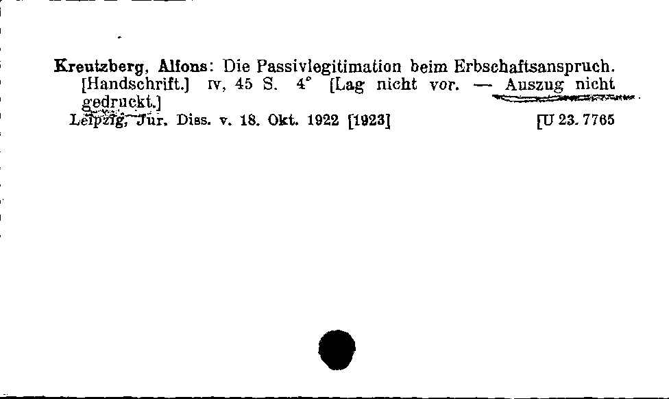 [Katalogkarte Dissertationenkatalog bis 1980]