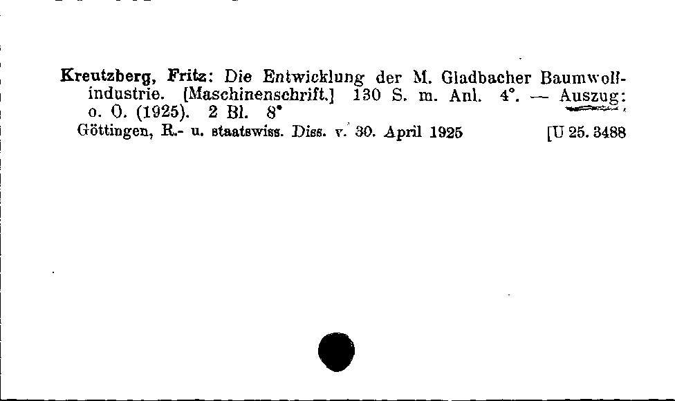 [Katalogkarte Dissertationenkatalog bis 1980]