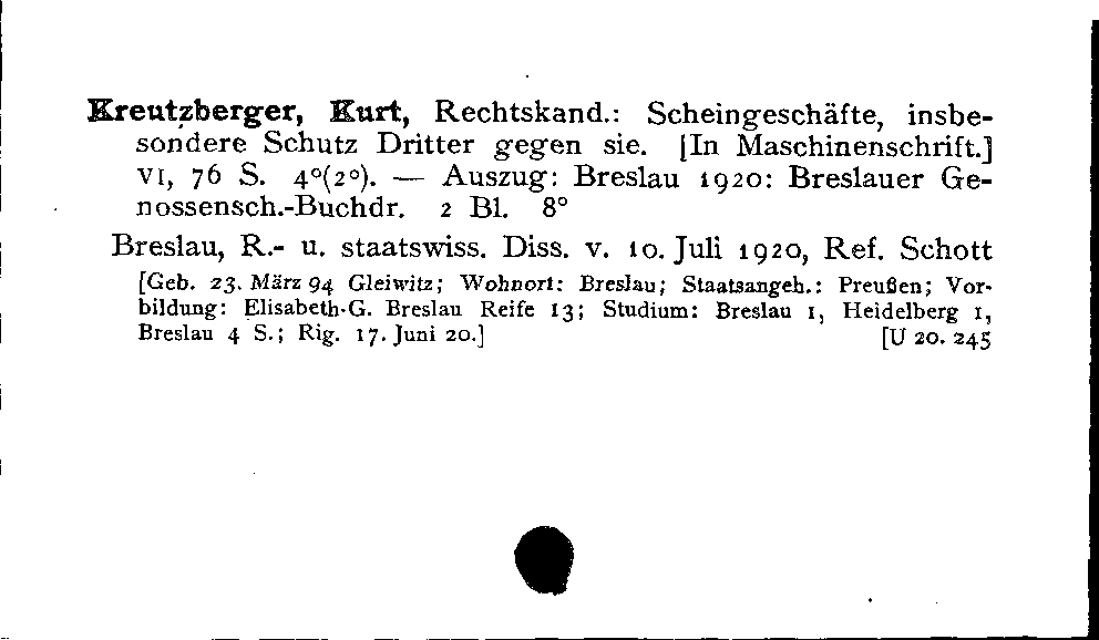 [Katalogkarte Dissertationenkatalog bis 1980]