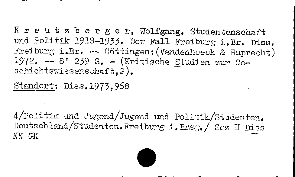 [Katalogkarte Dissertationenkatalog bis 1980]