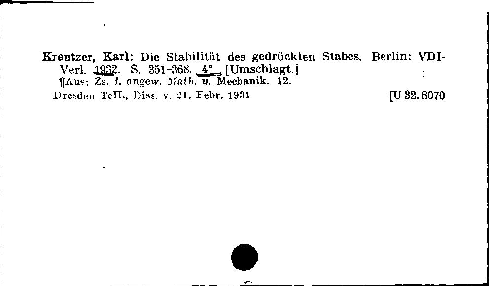 [Katalogkarte Dissertationenkatalog bis 1980]