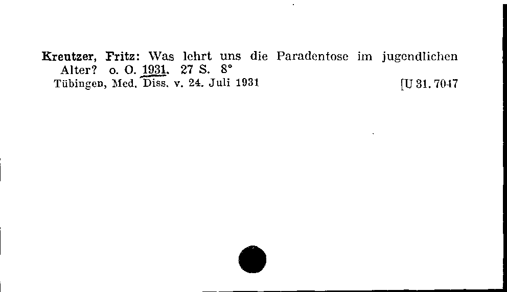 [Katalogkarte Dissertationenkatalog bis 1980]