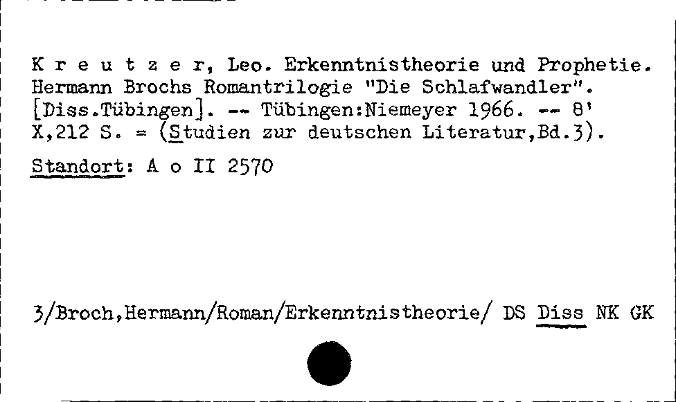 [Katalogkarte Dissertationenkatalog bis 1980]