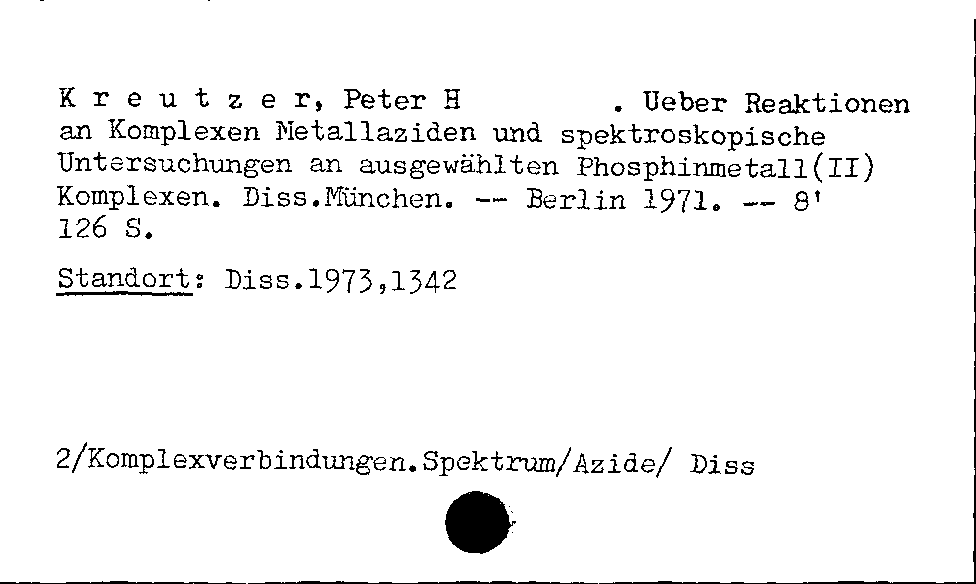 [Katalogkarte Dissertationenkatalog bis 1980]