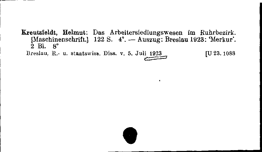 [Katalogkarte Dissertationenkatalog bis 1980]