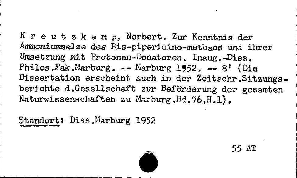 [Katalogkarte Dissertationenkatalog bis 1980]