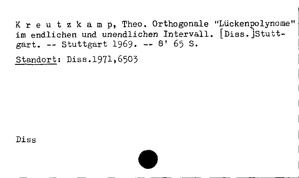 [Katalogkarte Dissertationenkatalog bis 1980]