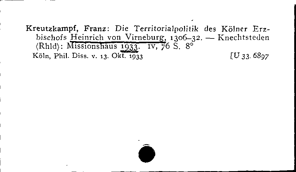 [Katalogkarte Dissertationenkatalog bis 1980]