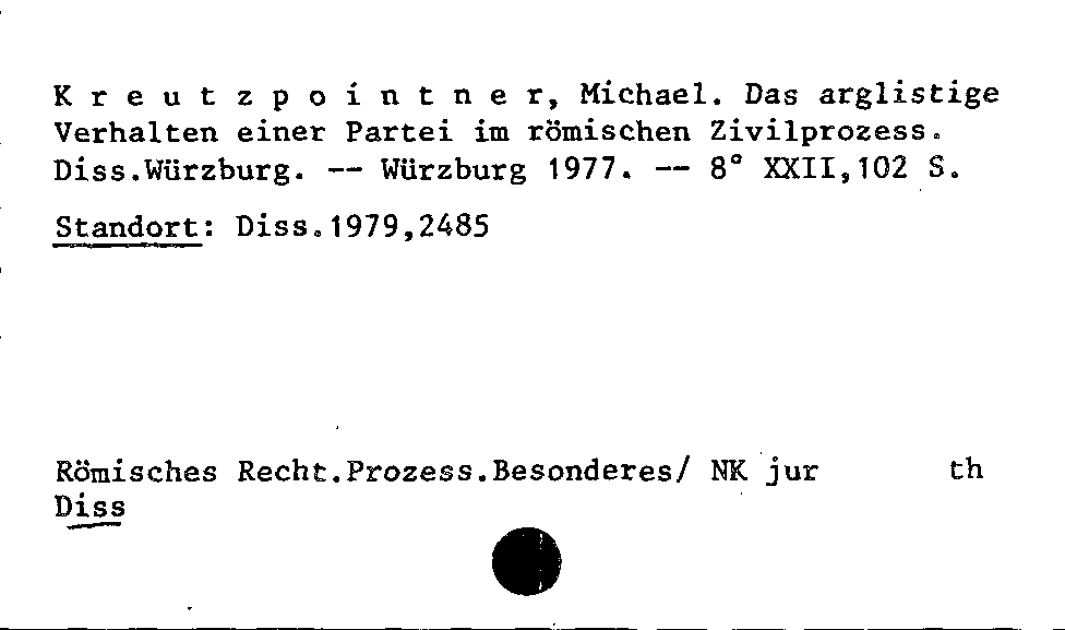 [Katalogkarte Dissertationenkatalog bis 1980]