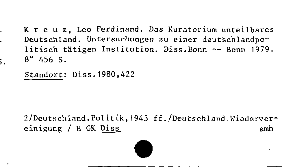 [Katalogkarte Dissertationenkatalog bis 1980]