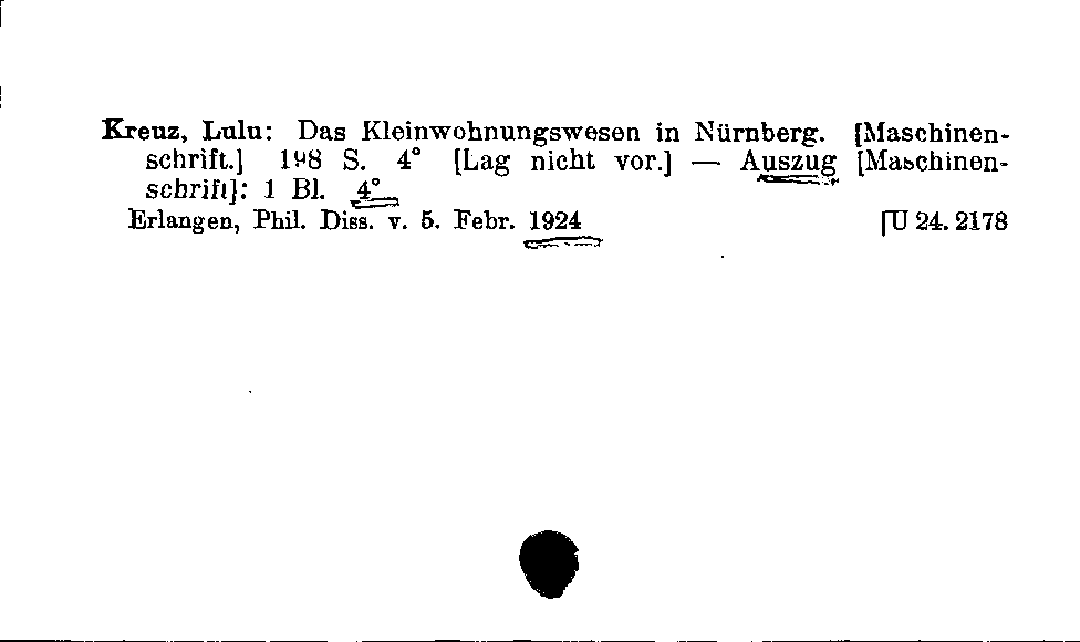 [Katalogkarte Dissertationenkatalog bis 1980]