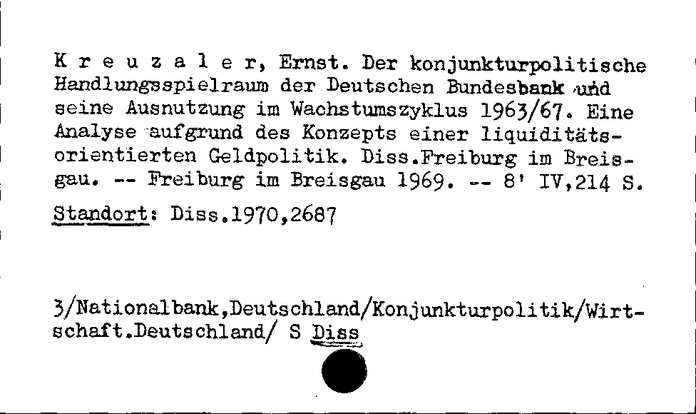 [Katalogkarte Dissertationenkatalog bis 1980]