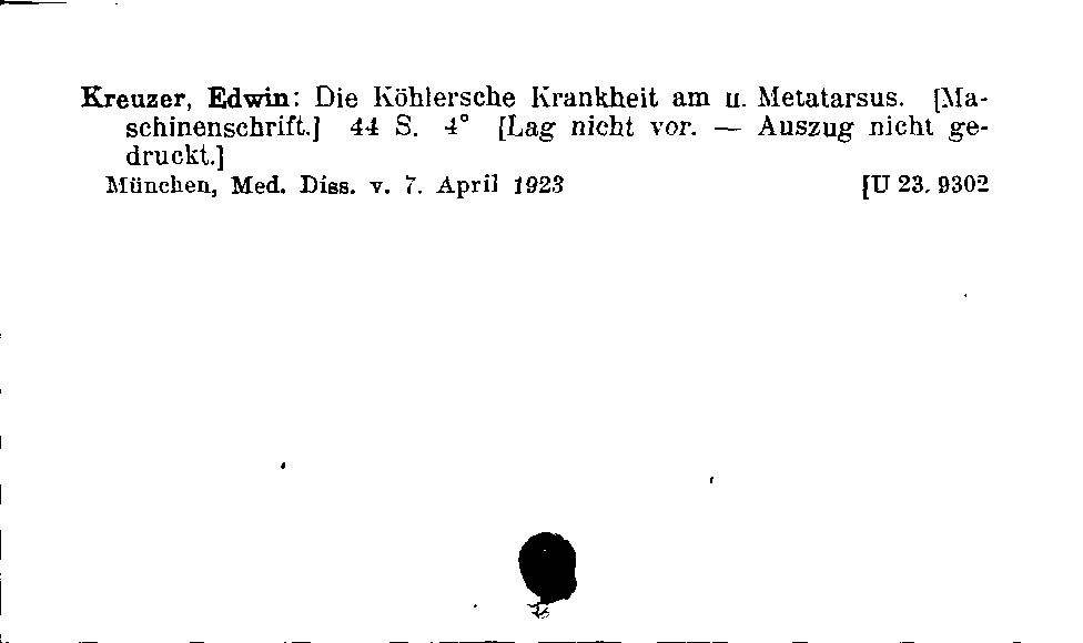 [Katalogkarte Dissertationenkatalog bis 1980]