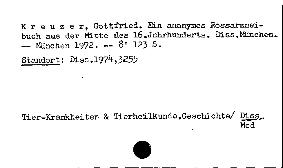 [Katalogkarte Dissertationenkatalog bis 1980]