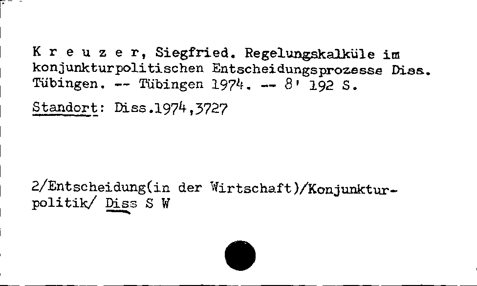 [Katalogkarte Dissertationenkatalog bis 1980]