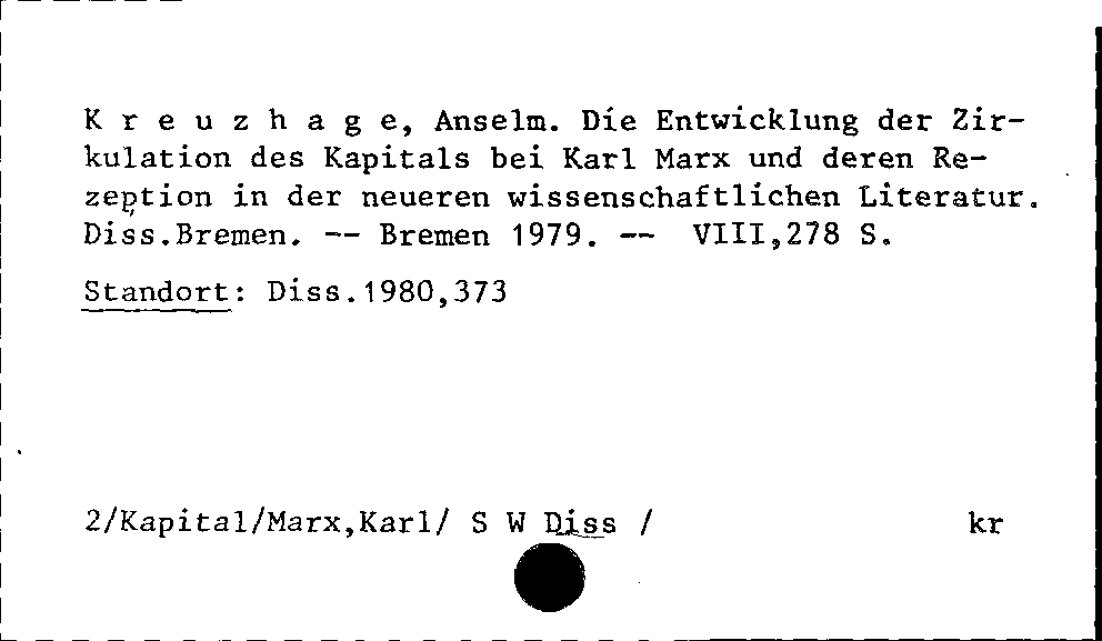 [Katalogkarte Dissertationenkatalog bis 1980]