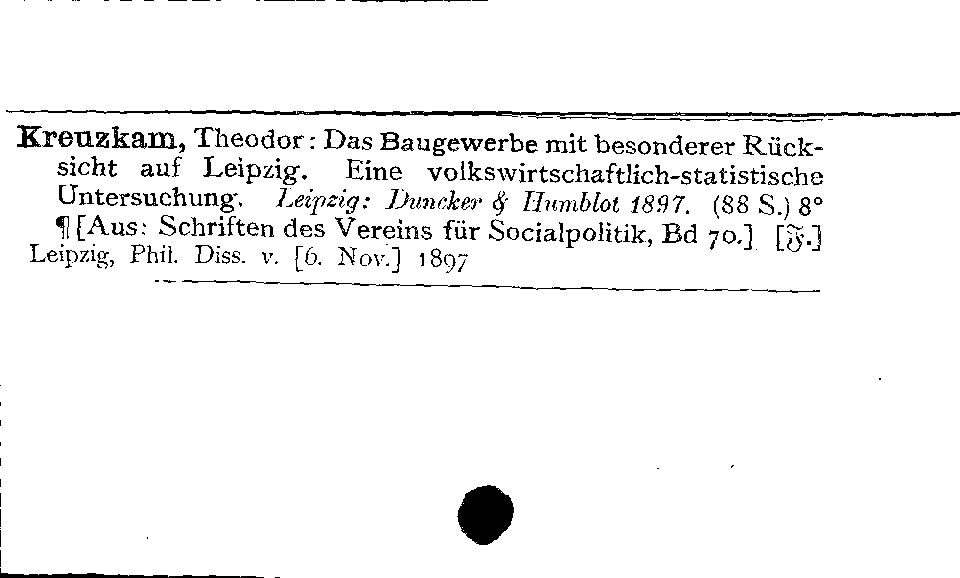 [Katalogkarte Dissertationenkatalog bis 1980]