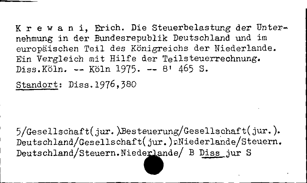 [Katalogkarte Dissertationenkatalog bis 1980]