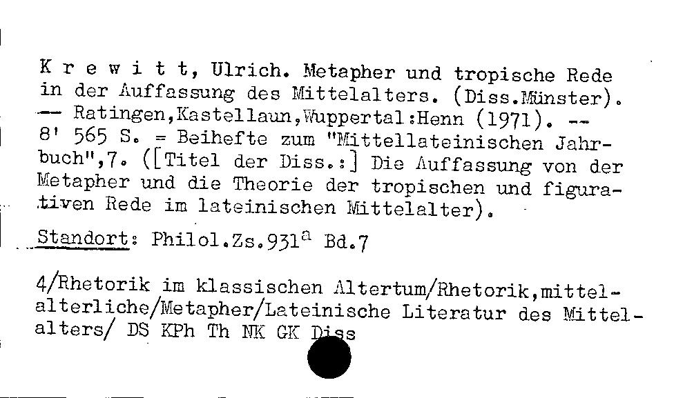 [Katalogkarte Dissertationenkatalog bis 1980]