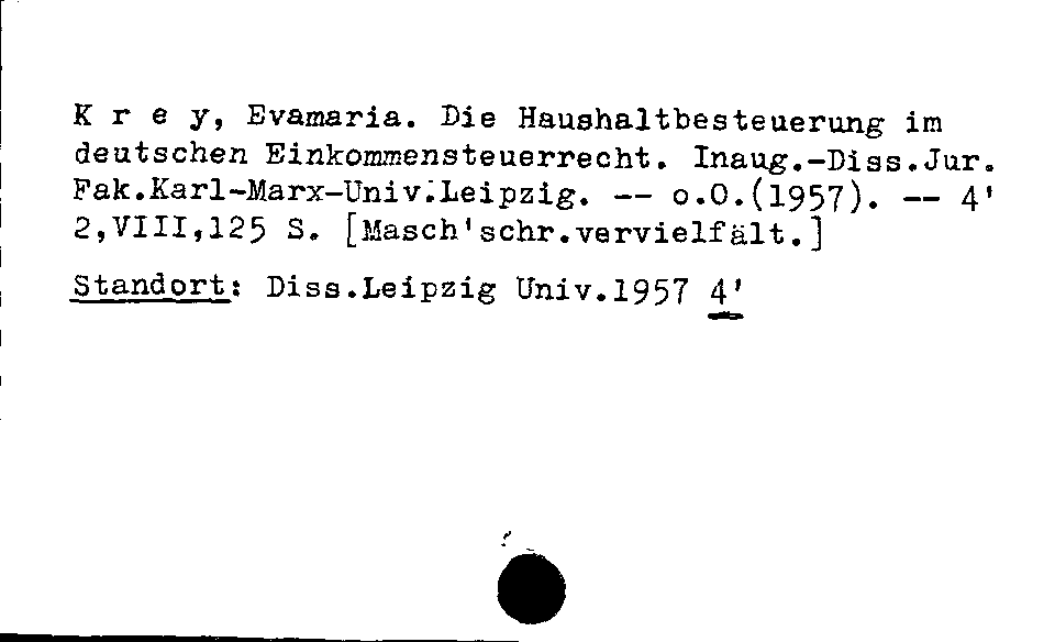 [Katalogkarte Dissertationenkatalog bis 1980]