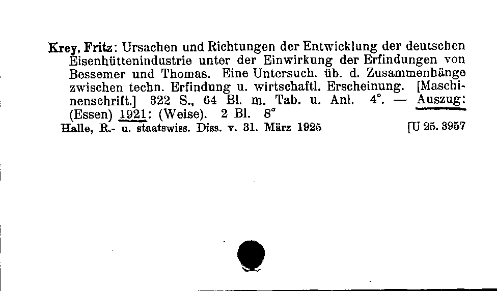 [Katalogkarte Dissertationenkatalog bis 1980]