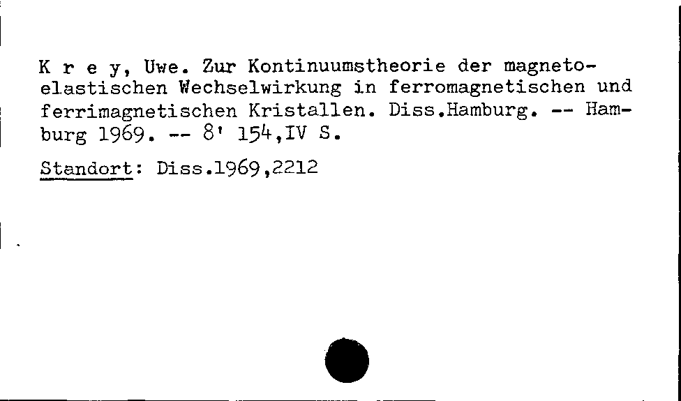 [Katalogkarte Dissertationenkatalog bis 1980]