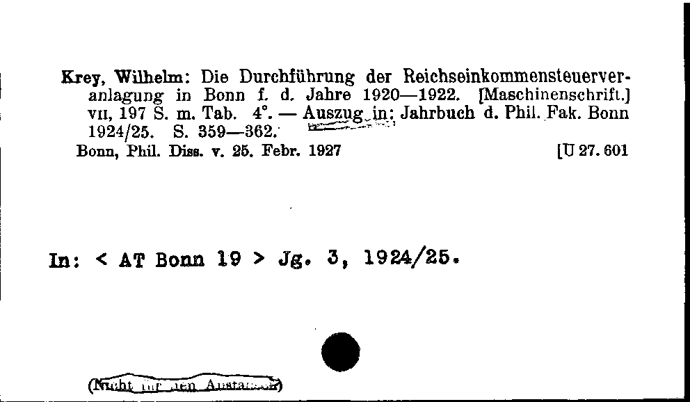 [Katalogkarte Dissertationenkatalog bis 1980]