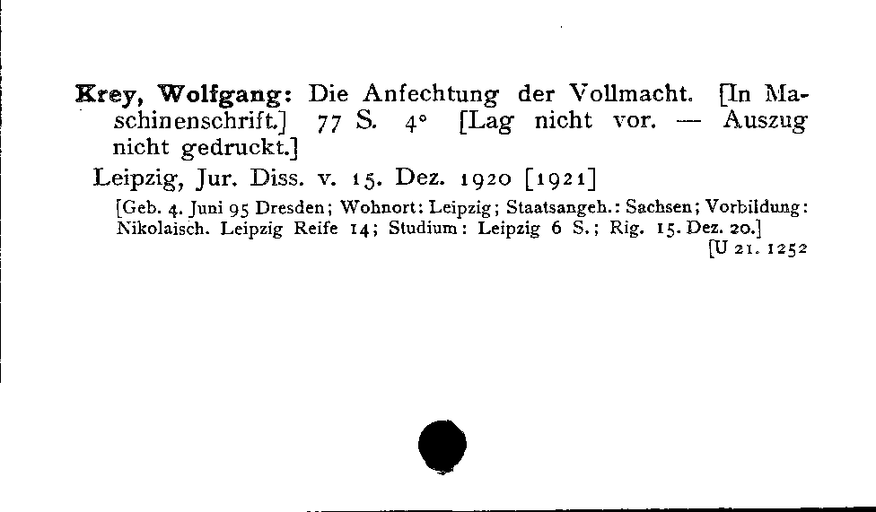 [Katalogkarte Dissertationenkatalog bis 1980]