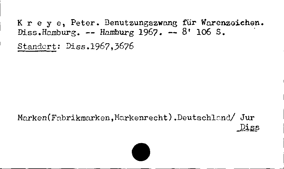 [Katalogkarte Dissertationenkatalog bis 1980]