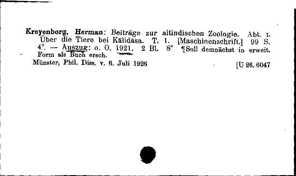 [Katalogkarte Dissertationenkatalog bis 1980]