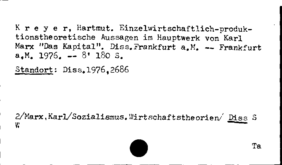 [Katalogkarte Dissertationenkatalog bis 1980]