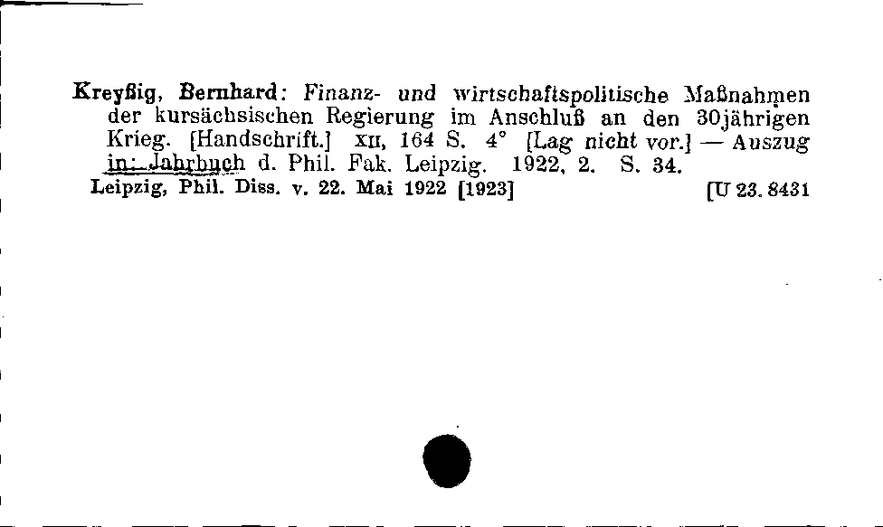 [Katalogkarte Dissertationenkatalog bis 1980]