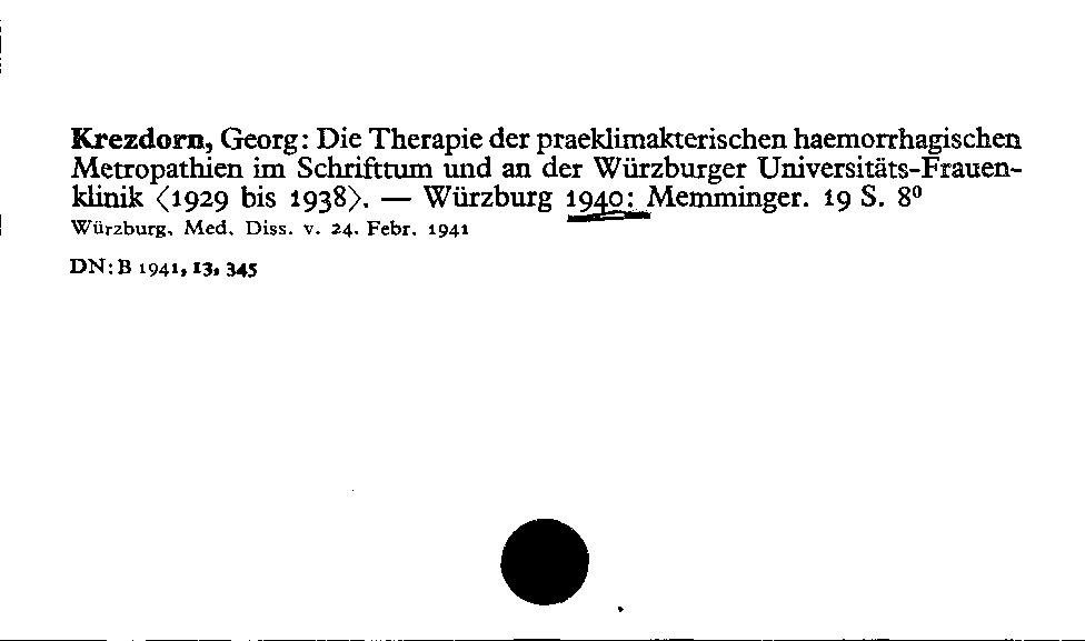 [Katalogkarte Dissertationenkatalog bis 1980]