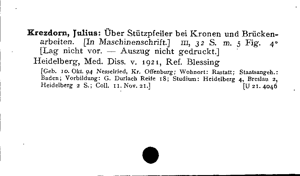 [Katalogkarte Dissertationenkatalog bis 1980]