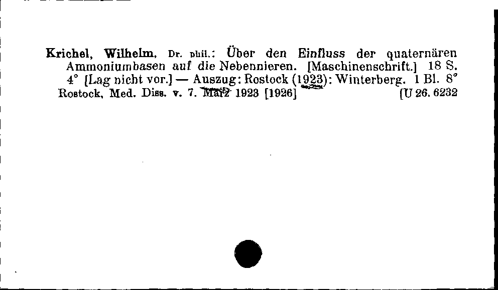 [Katalogkarte Dissertationenkatalog bis 1980]