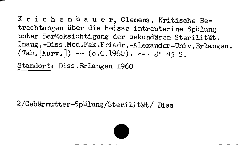 [Katalogkarte Dissertationenkatalog bis 1980]