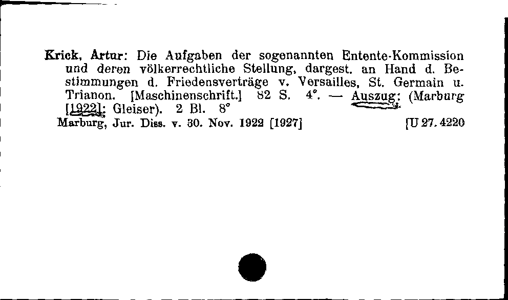 [Katalogkarte Dissertationenkatalog bis 1980]