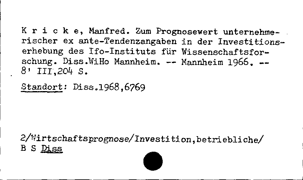 [Katalogkarte Dissertationenkatalog bis 1980]