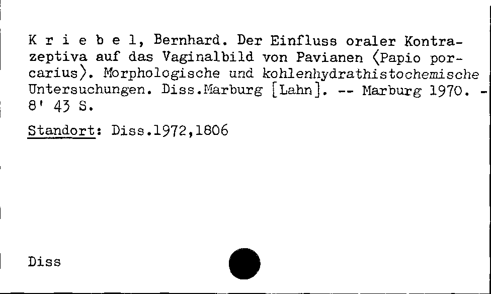 [Katalogkarte Dissertationenkatalog bis 1980]