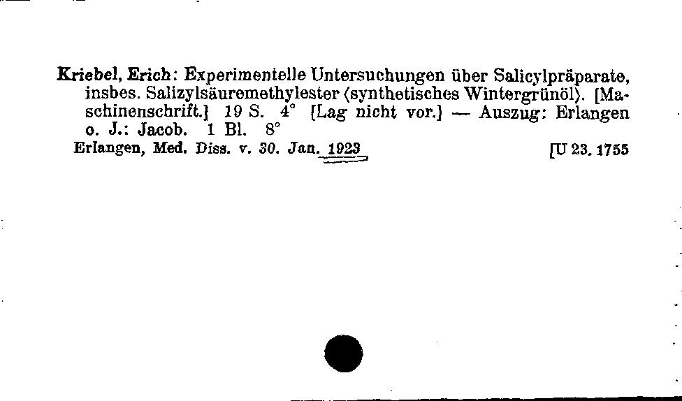 [Katalogkarte Dissertationenkatalog bis 1980]