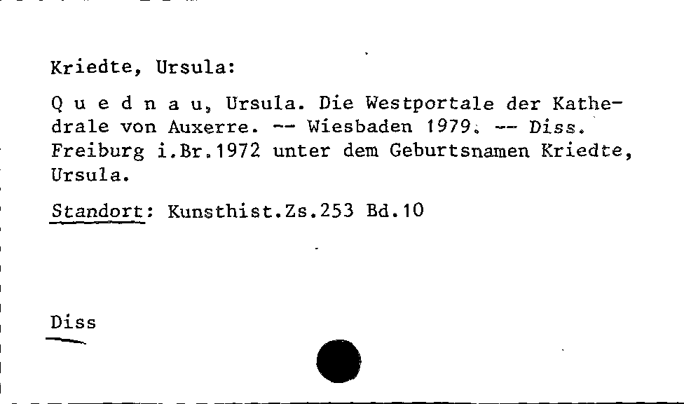 [Katalogkarte Dissertationenkatalog bis 1980]