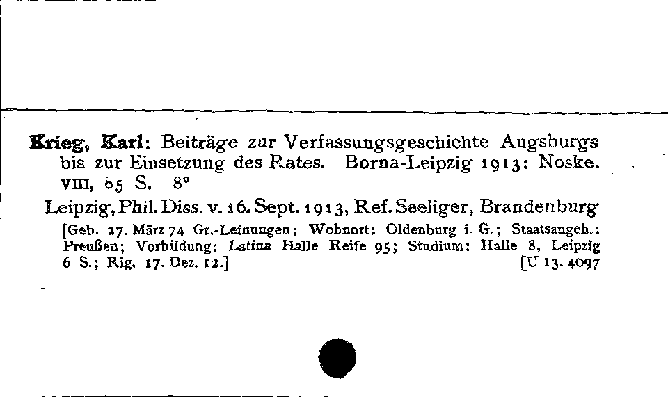 [Katalogkarte Dissertationenkatalog bis 1980]