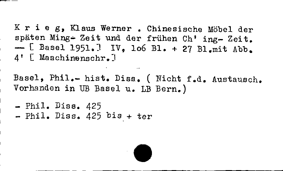 [Katalogkarte Dissertationenkatalog bis 1980]