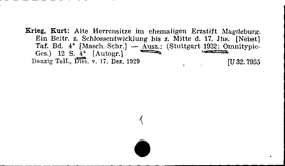 [Katalogkarte Dissertationenkatalog bis 1980]