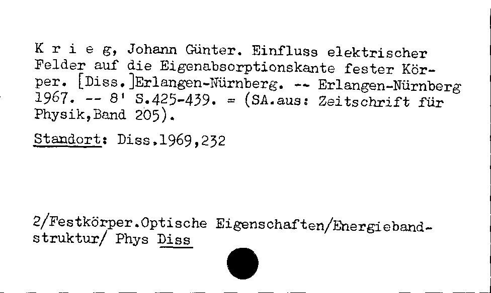 [Katalogkarte Dissertationenkatalog bis 1980]