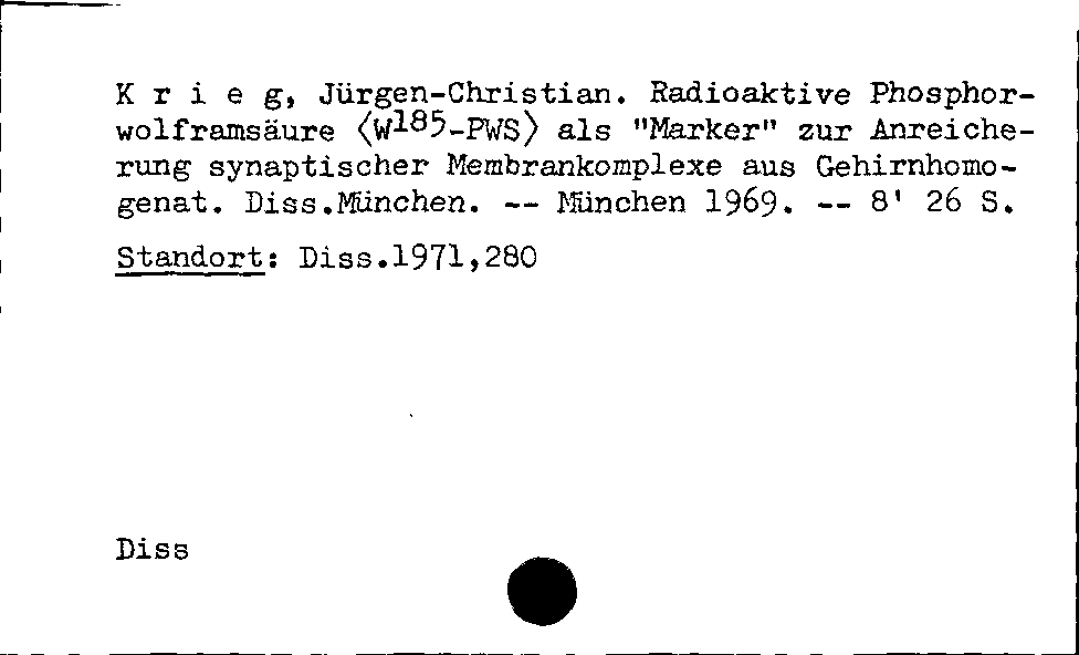 [Katalogkarte Dissertationenkatalog bis 1980]