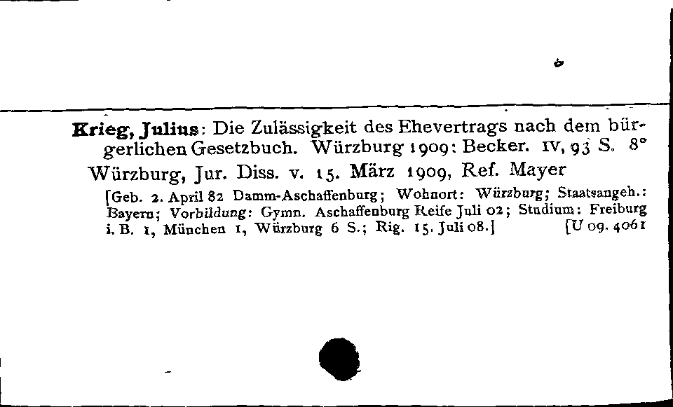 [Katalogkarte Dissertationenkatalog bis 1980]