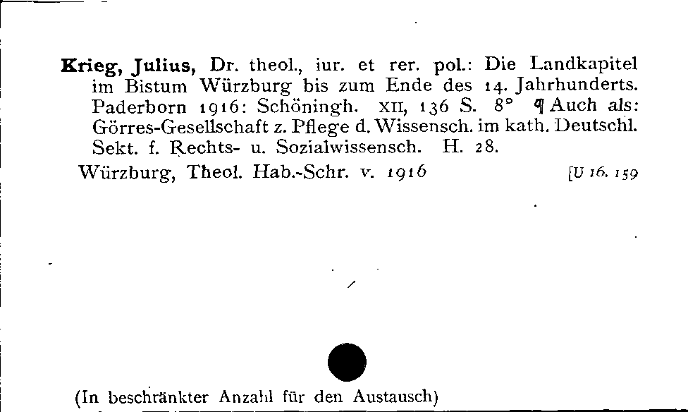 [Katalogkarte Dissertationenkatalog bis 1980]